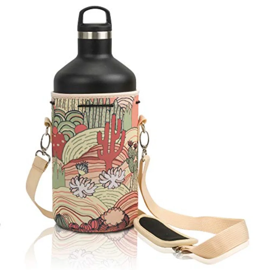 

Neoprene Water Bottle Carrier Holder with Adjustable Shoulder Strap for Insulating Carrying Water Container Canteen Flask Avail