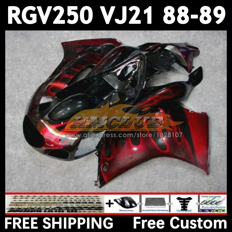 Body Kit For SUZUKI flames red SAPC VJ21 RGV250 88 89 18No.17 RGVT250 VJ 21 RGV-250 RGVT RGV 250 CC 1988 1989 Full Fairing Set