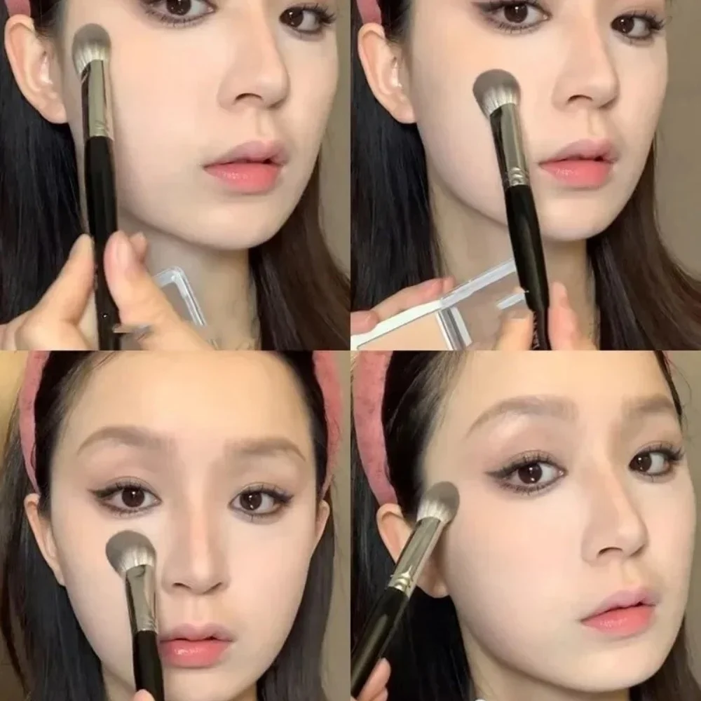 1/2Pcs Peach Heart Blusher Brush - Small Flat Precise for Powder/Cream/Liquid Blush, Makeup Tool view 4