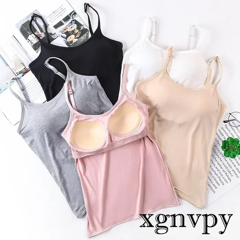 Xgnvpy-Camisoles d'été en fibre de coton pour femme, haut féminin, sous-vêtements assortis, t-shirt à bretelles sexy, vêtements pour filles