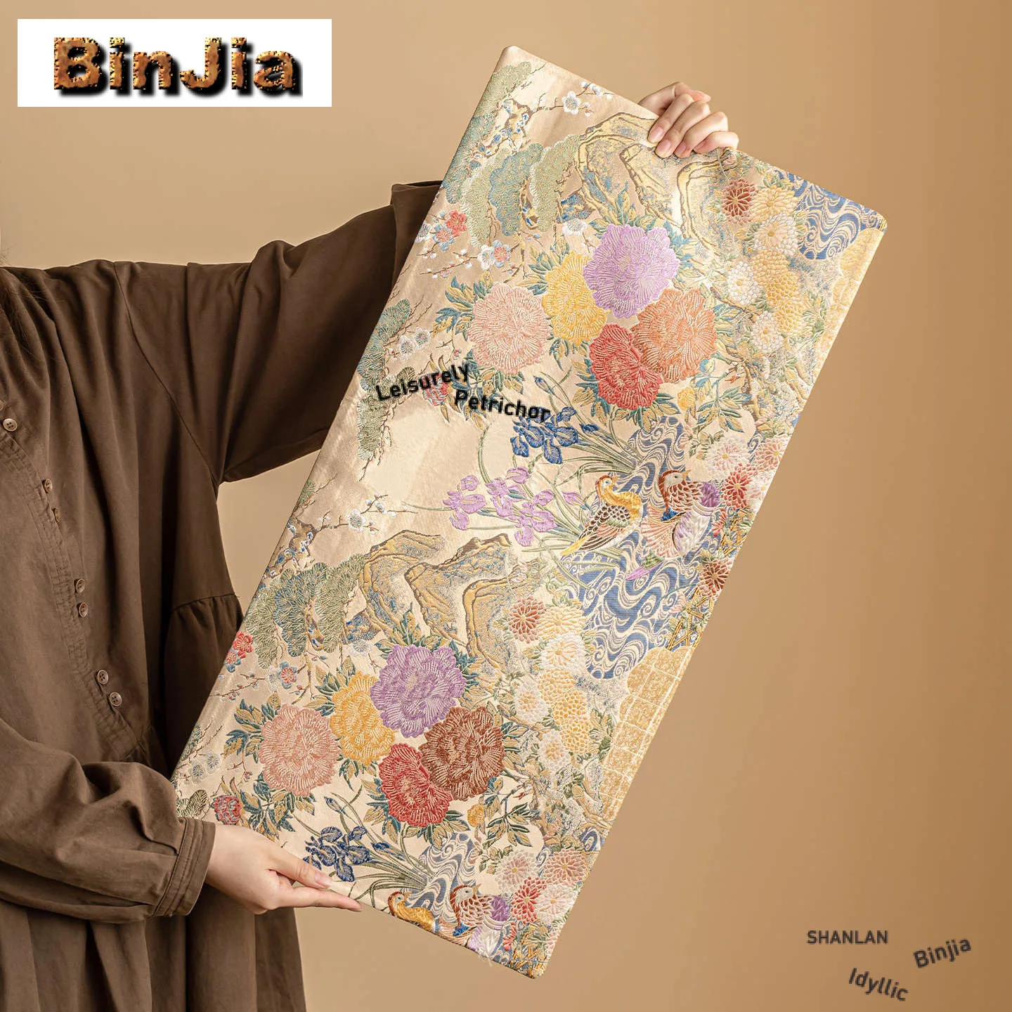 

Nishijin-ori позолоченные двусторонние коврики для чайного стола, винтажная подставка для напитков, домашний коврик для обеденного стола, коллекция чайной церемонии