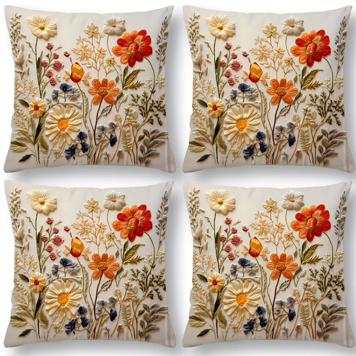 Floral Painting cushion Covers Double-Sided Pillow Covers Zipper Square Living Room Sofa Festival Decorations Indoor Outdoor