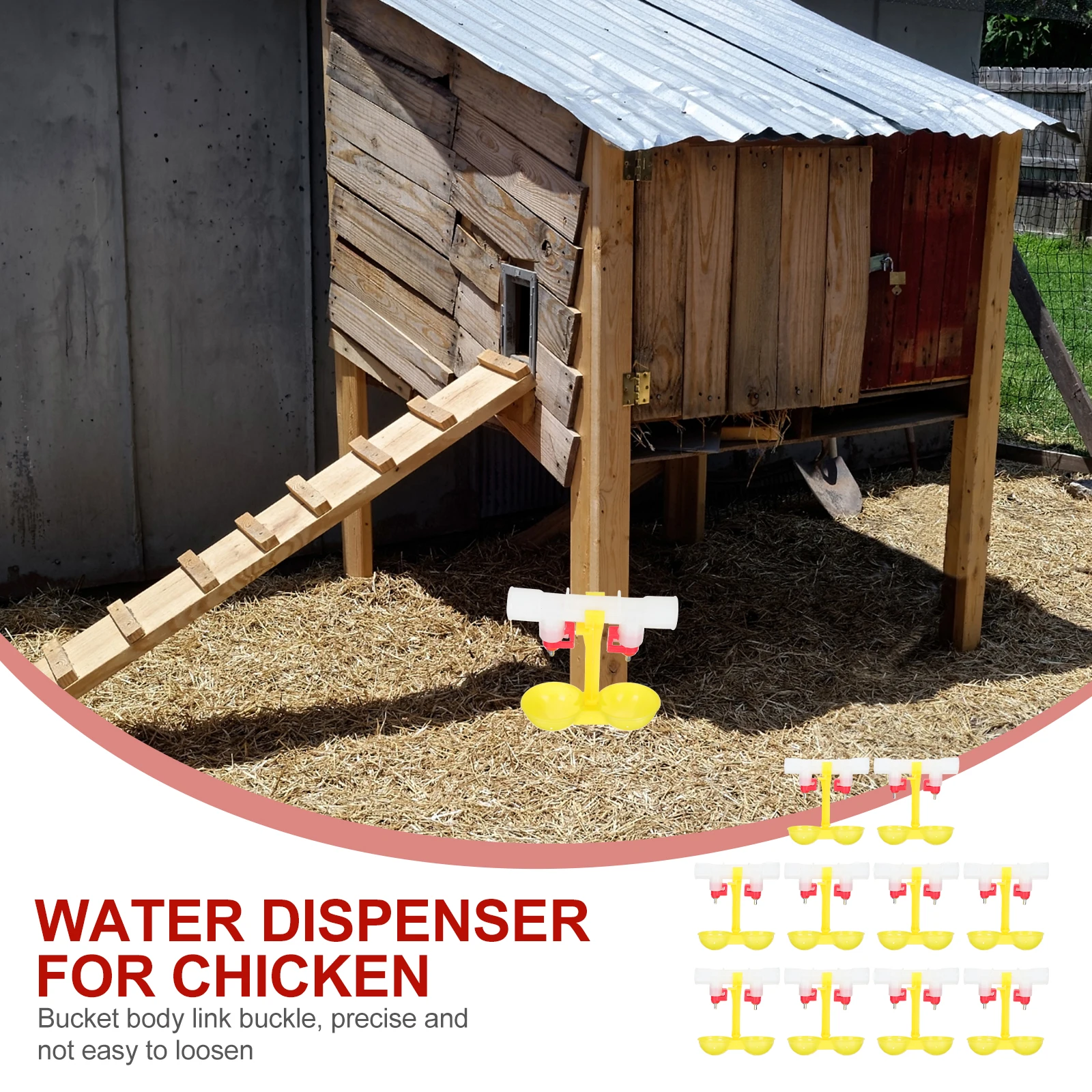 

10pcs Chicken Waterer Hanging Cup Poultry Drinking Equipment 360 Degree Nipple Automatic Drinker For Chickens Ducks Quail