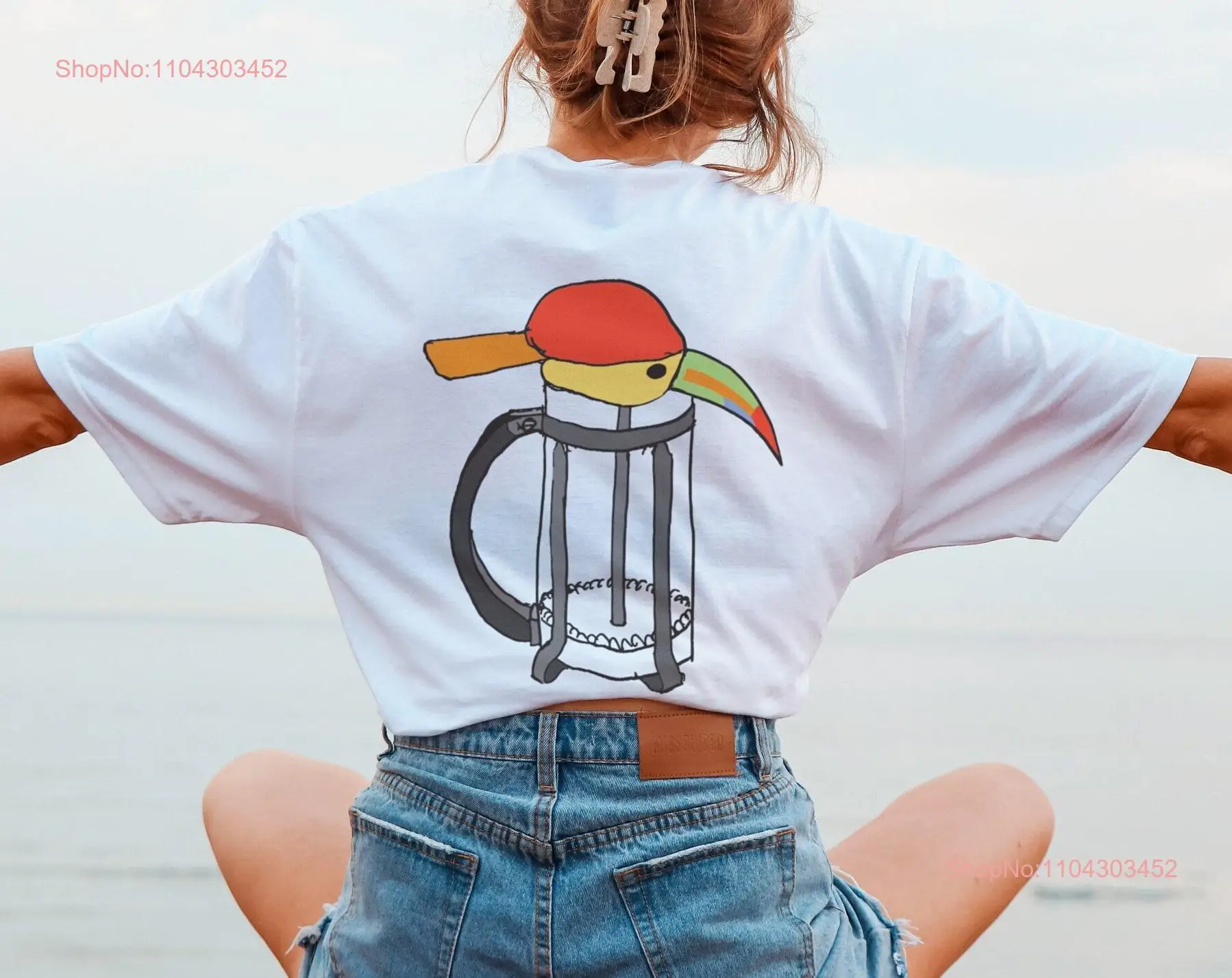 French Press Tucan Funny T Shirt Summer Top Bird  Weird Original Design long or short sleeves