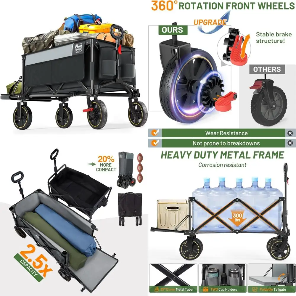 

Вездеходный удлиненный складной фургон с задней дверью и тормозами, вместимость 250 л, подходит для приключений на свежем воздухе и тяжелых нагрузок