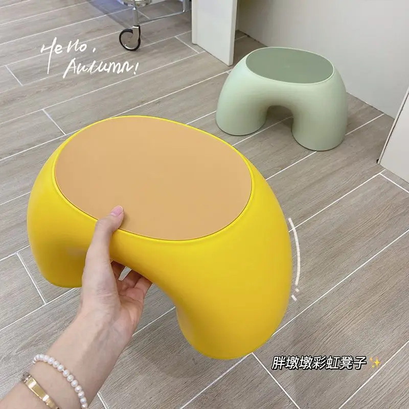 Tabouret bas circulaire simple pour enfants, tabouret arc-en-ciel, banc, maison, rond, épaissi, mignon, repose-pieds, omans, haute qualité