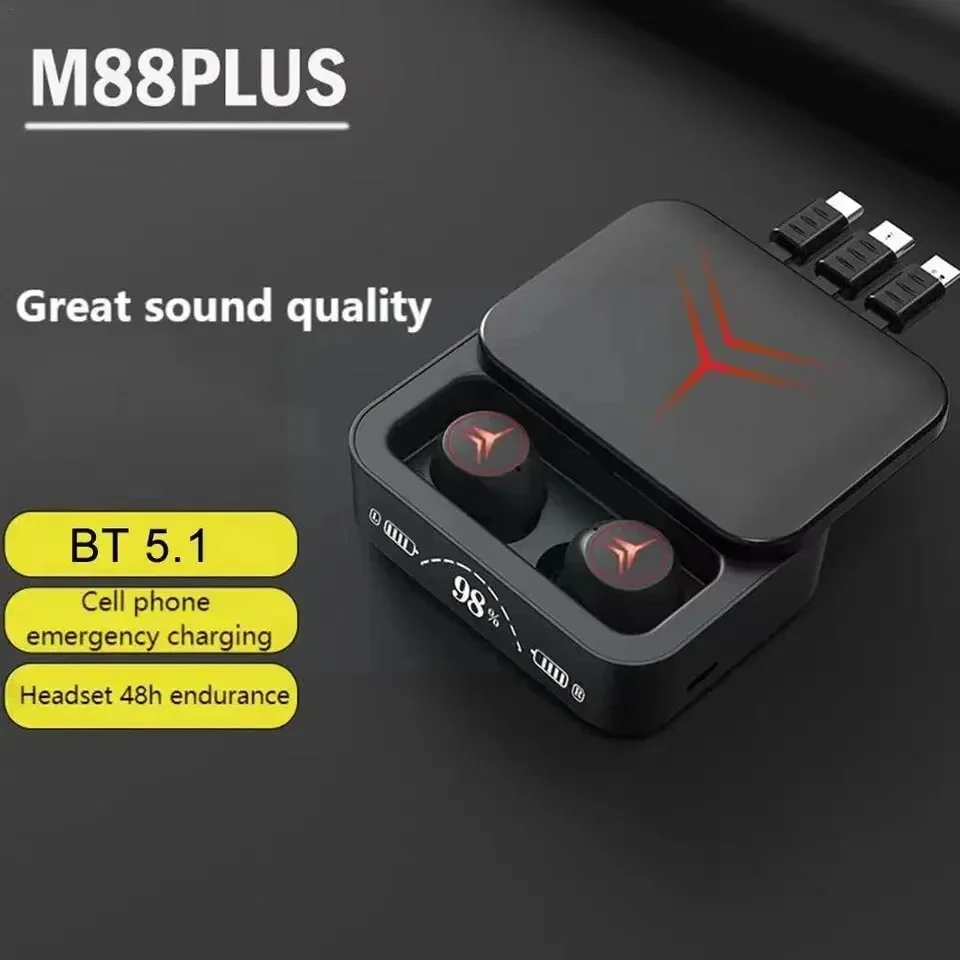 M88 Plus Bluetooth Earphones Smart Headphones Wireless Headset Game Earbuds Wholesale Microphones TWS Suit Bluetooth Watch Phone