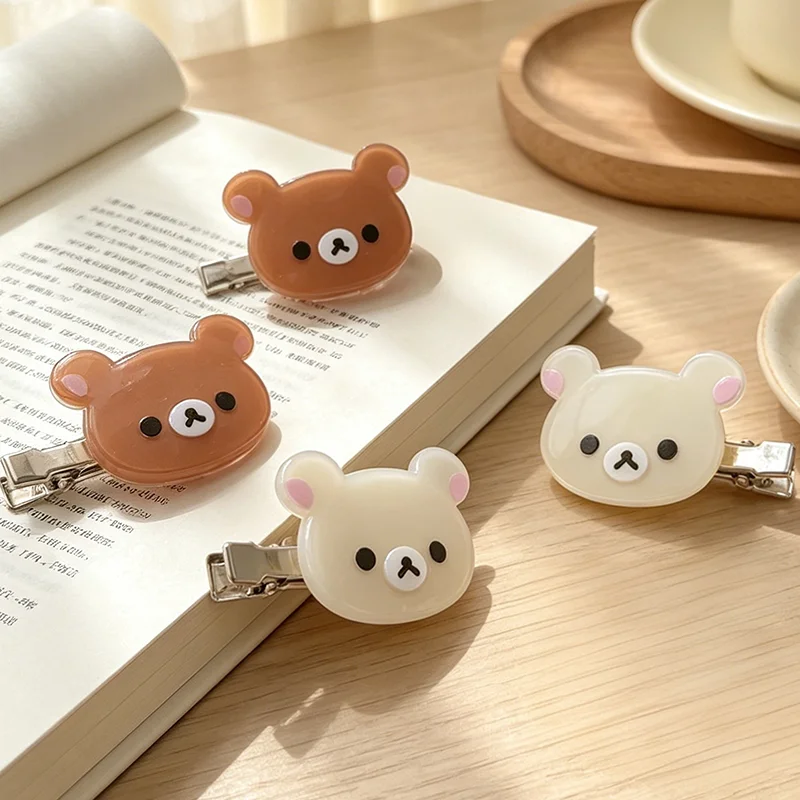 Kawaii Rilakkuma Cartoon Bear Hair Clips Hair Pins Anime Hair Accessories Daily Hairstyle Fixing Decor Portable Ornament Gifts
