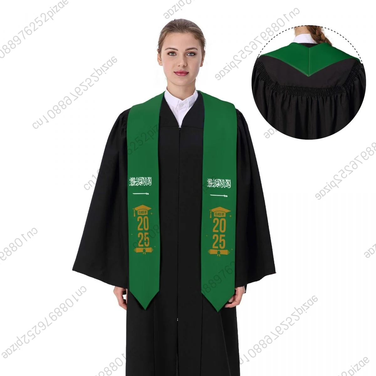

New Saudi Arabia Flag Class Of 2025 183*13CM Graduation Stole Sash Scarf For International Students Proud