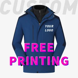 Customized Windbreaker printing free logo image picture thick fleece lined jackets outdoor sportswear windproof coat team clothi