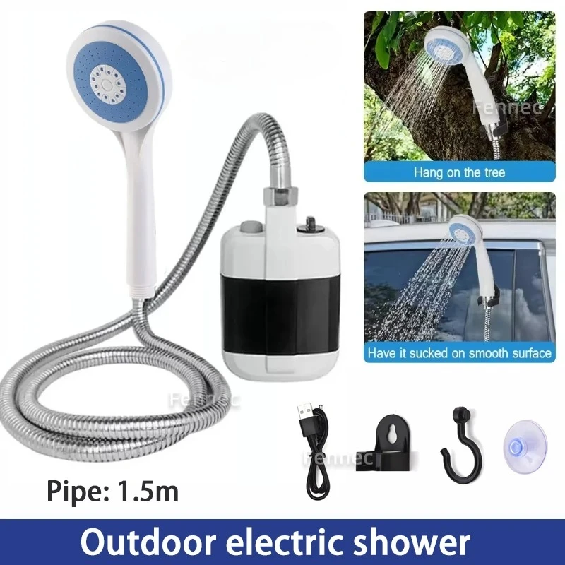 

Уличный душ для кемпинга, портативный насос для душа для кемпинга, перезаряжаемая насадка для душа, шайба с водяным насосом для кемпинга, пешего туризма, путешествий