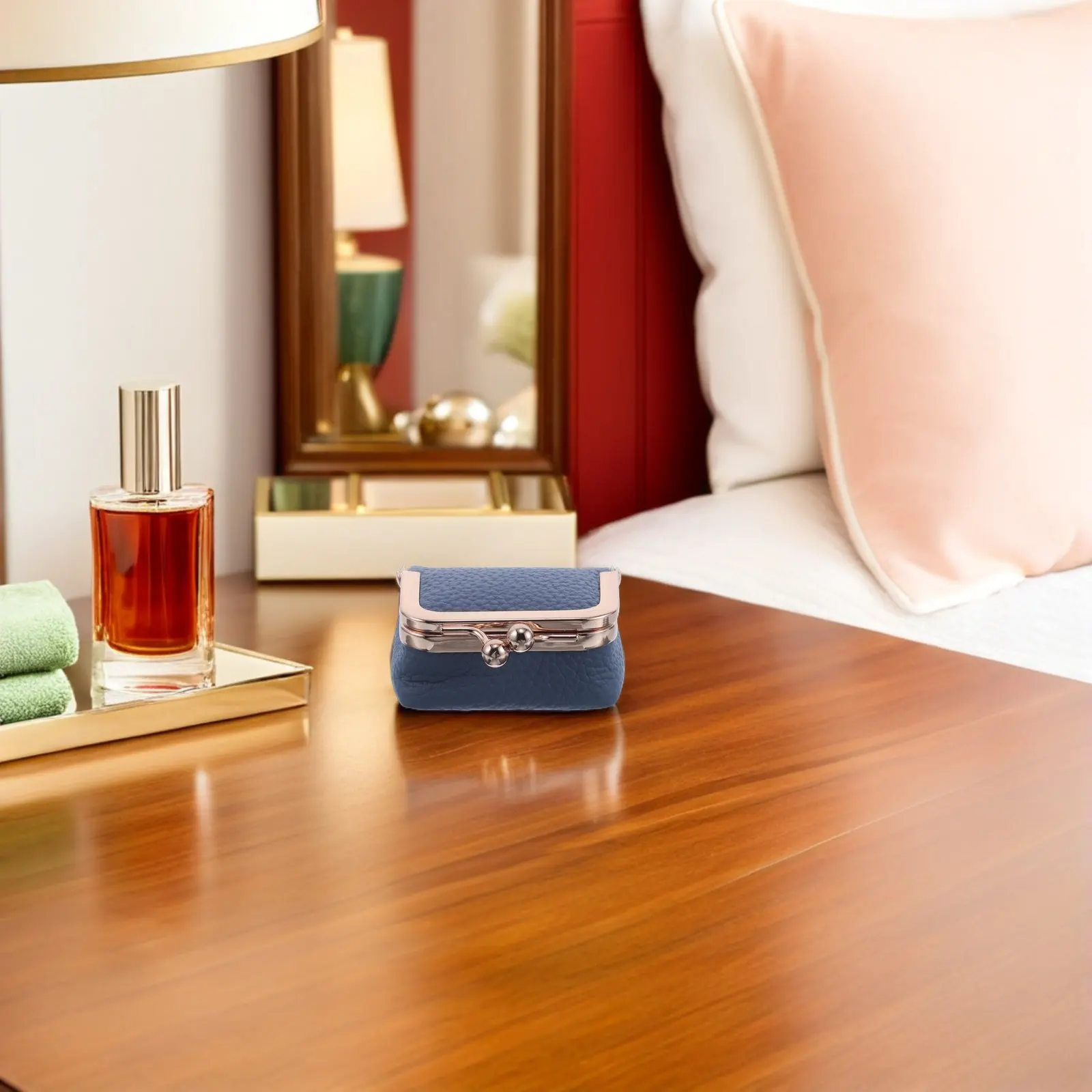 

Миниатюрная винтажная шкатулка для украшений, синяя, мягкий дорожный футляр, портативный органайзер для хранения браслетов и серег для женщин