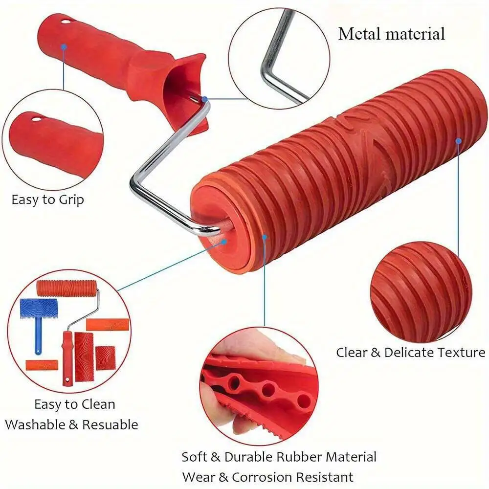مجموعة أدوات الرسم DIY قطعة واحدة - مجموعة فرش دوارة للملمس، جدار مناسب، أثاث، وديكور منزلي، متعددة المقاسات وسهلة الاستخدام