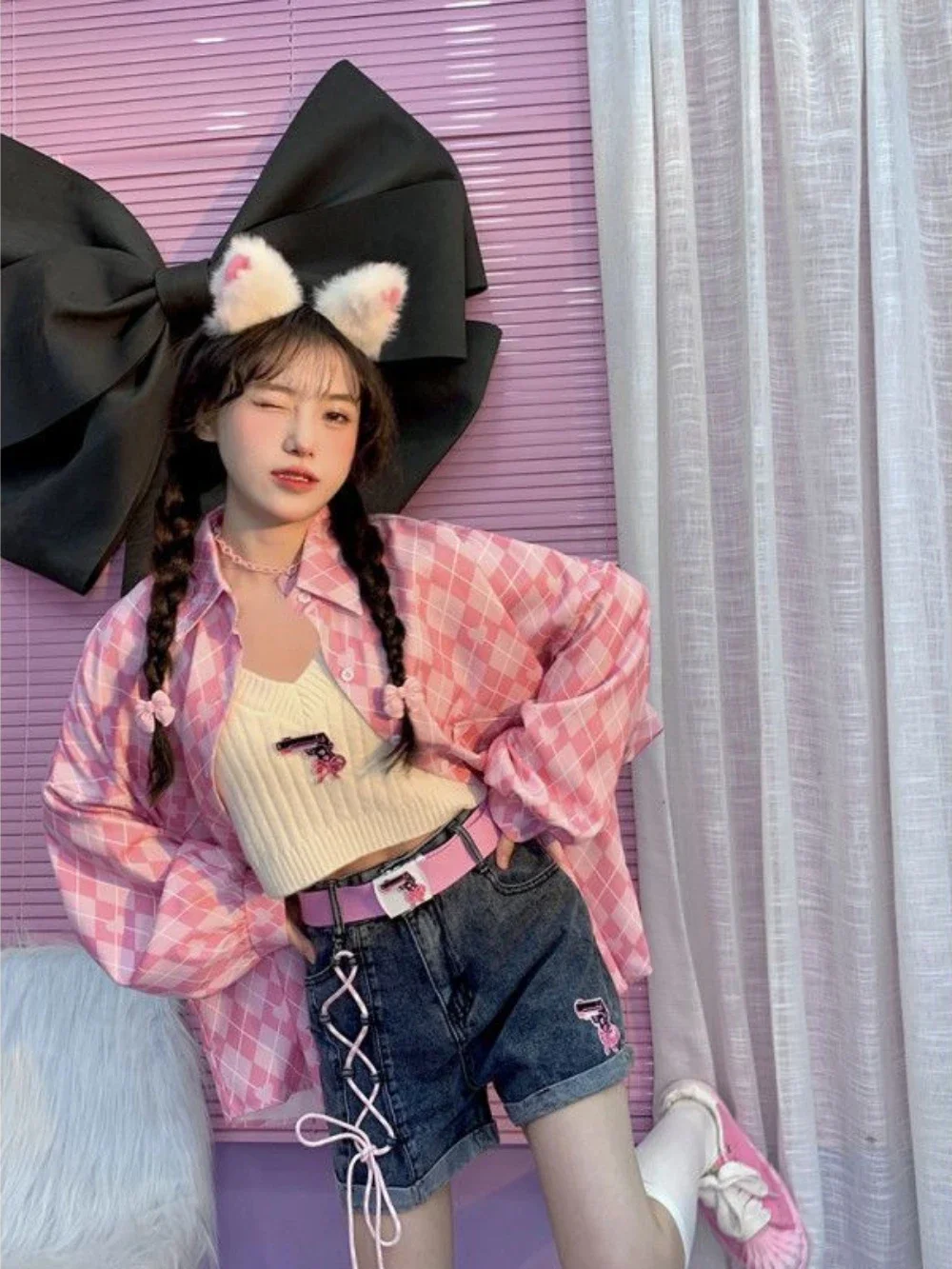 

Kawaii High Waist Denim Shorts for Women Low Price Youthful XL Japanese 2000s Style Y2k Vintage Elasticty Short Jean Pants Woman