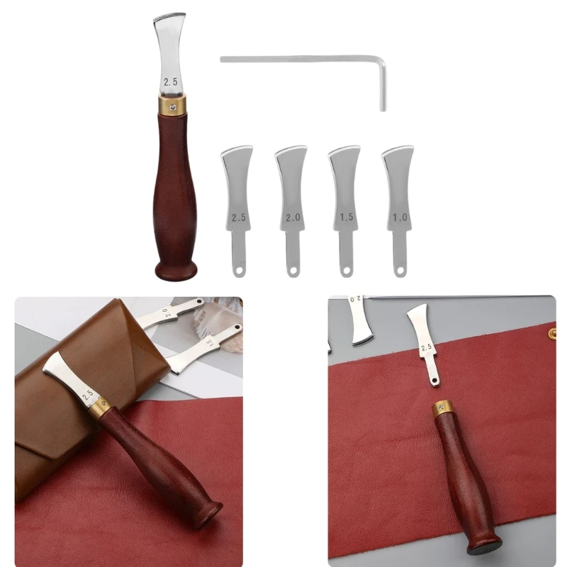 Leather Edging Creaser Tool Leather Crimping Tool 1.0-2.5mm, Leather Flat Slot Edging Line Device for Leather Craft