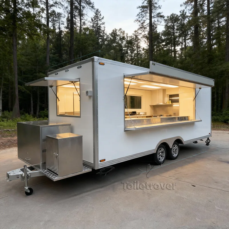 

Outdoor Fast Food Truck Stand Tacos French Fries Baked Potatoes Sandwich Mobile Food Cart with Full Kitchen