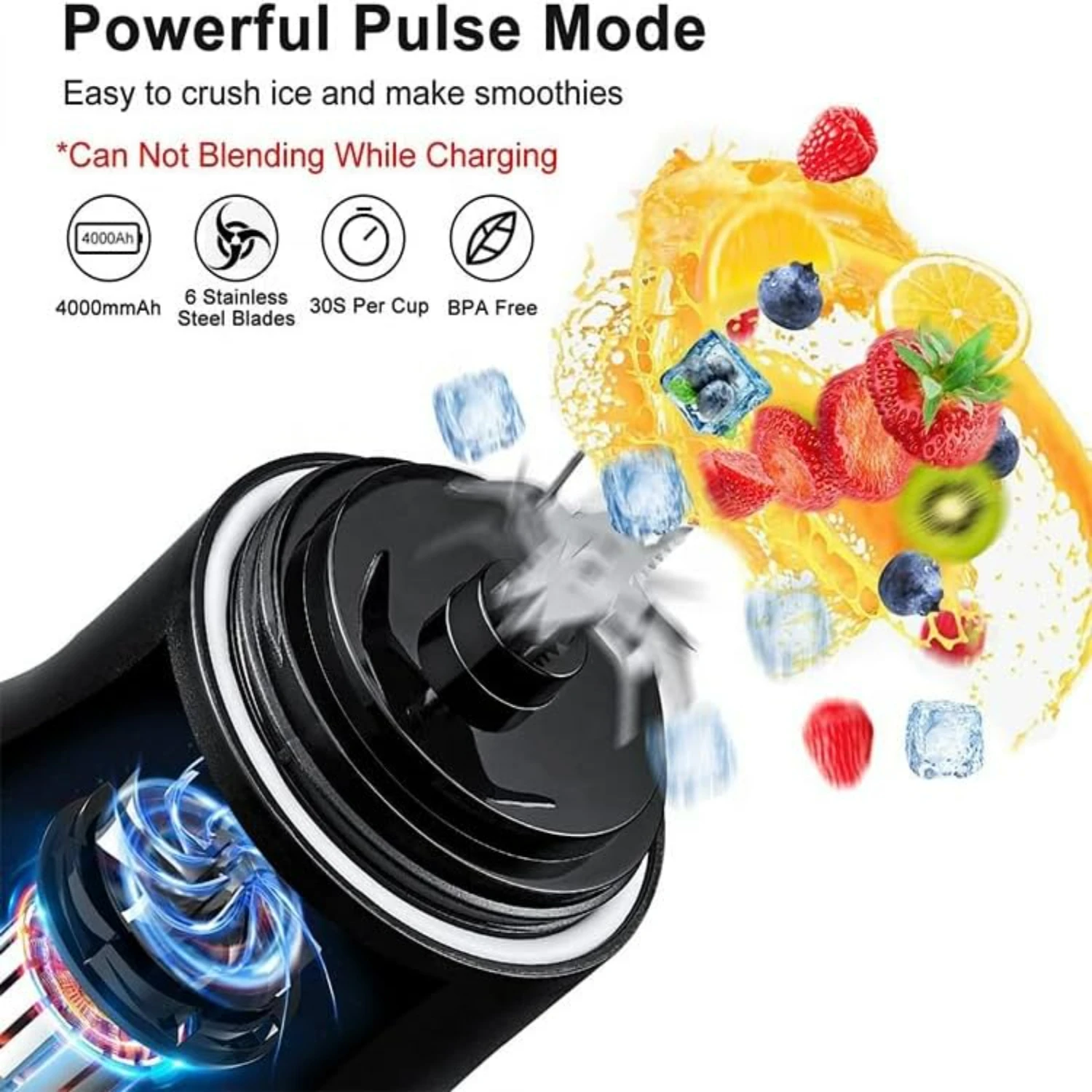 Efficient, Portable, and Convenient Black USB Rechargeable Smoothie Blender: The Ultimate On-the-Go Choice for Smoothies & Shake