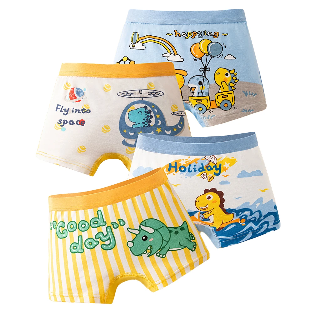 4 pezzi biancheria intima per bambini mutandine per ragazzi in cotone Cool dinosauri stampa Boxer per ragazzo slip per bambini lavabili e traspiranti