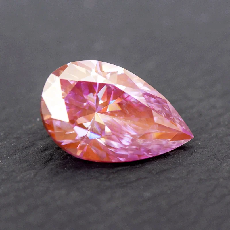 Moissanite Stone Pear Cut Sakura Pink Colour Lab Created Diamond Gemstone Advanced Jewelry Making Materials with GRA Certificate