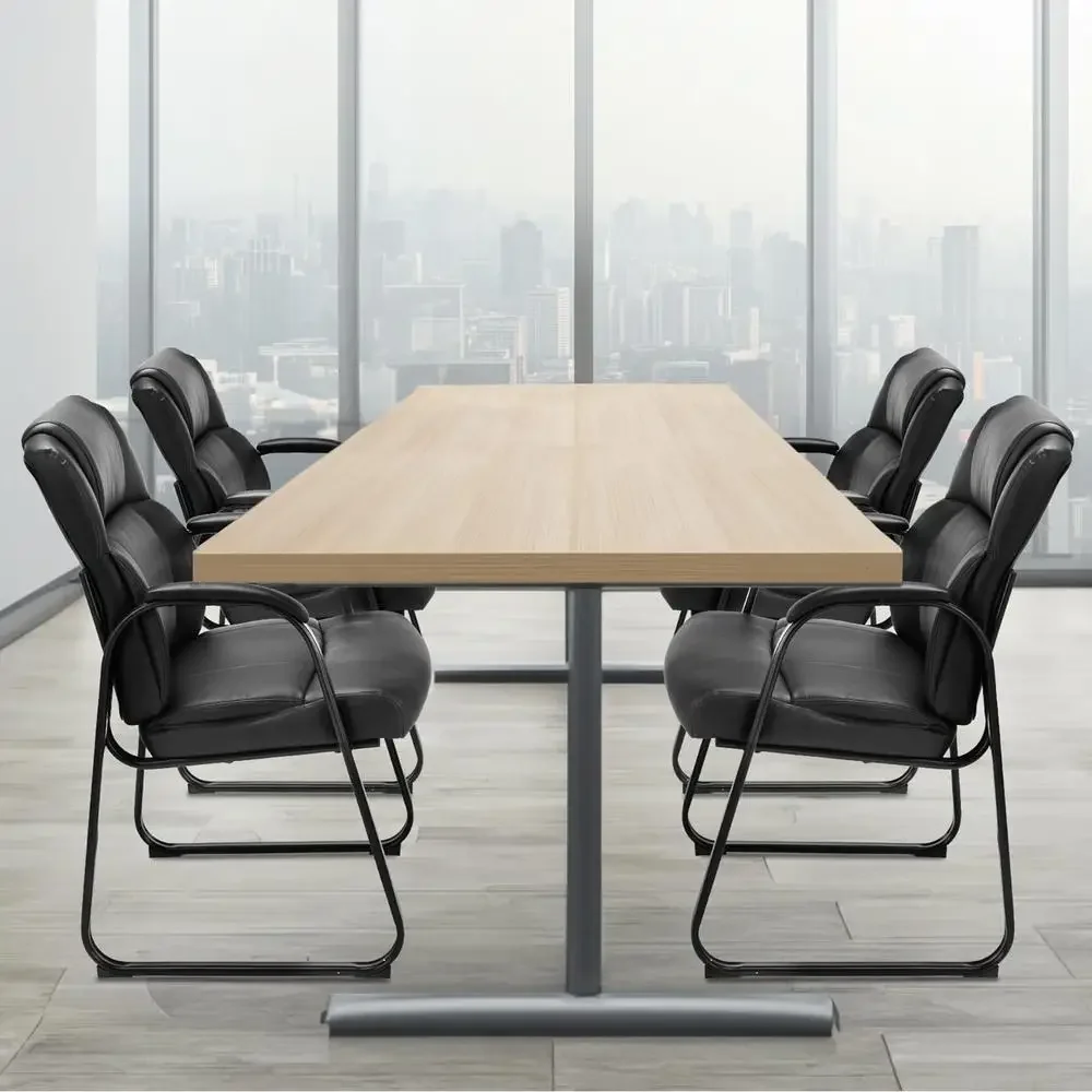 Conjunto de cadeiras ergonômicas de couro para convidados com 4 braços acolchoados, sala de espera, lobby de escritório