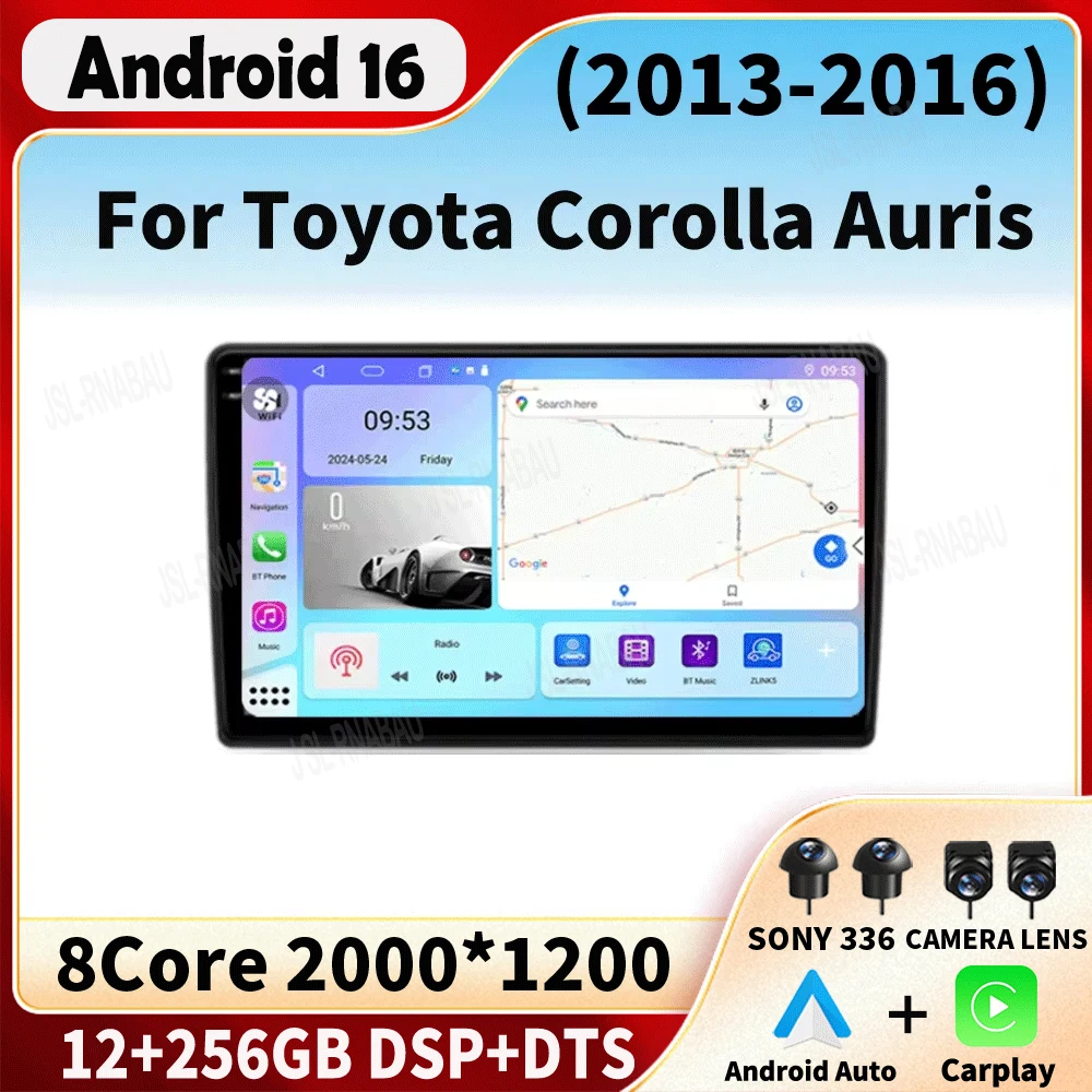 Android 16 Car Radio For Toyota Corolla Auris 2013 -2016 4G GPS Navigation Carplay Audio Stereo Multimedia Auto DVD 2Din 2 Din