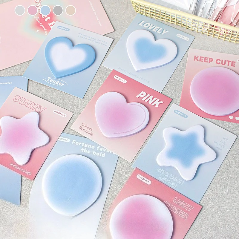 Memo Pad Love Special Shaped Gradient Sticky Note Pad Style High Value Styling Paper Handbook Sticker Office School Supplies