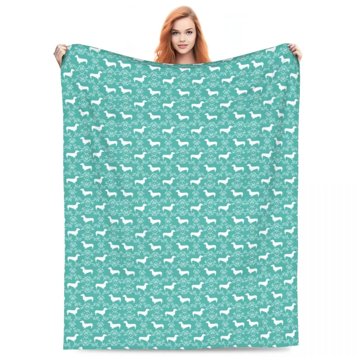 Custom Dachshund Sausage Dog Blanket Soft Fleece Spring Autumn Warm Flannel Badger Throw Blankets for Sofa Office Bed Bedspread