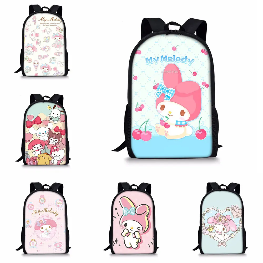 My Melody-Sac à dos pour garçons et filles, cartable pour étudiants et adolescents, fournitures scolaires, 17 pouces