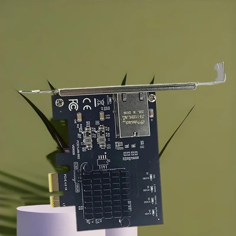 

PCIe4.0 X1 to RJ45 10Gb Single Port Network Card 1G/2.5G/5G/10Gbps Supports PXE Wired LAN NIC for Win10/11 for Server Desktop PC