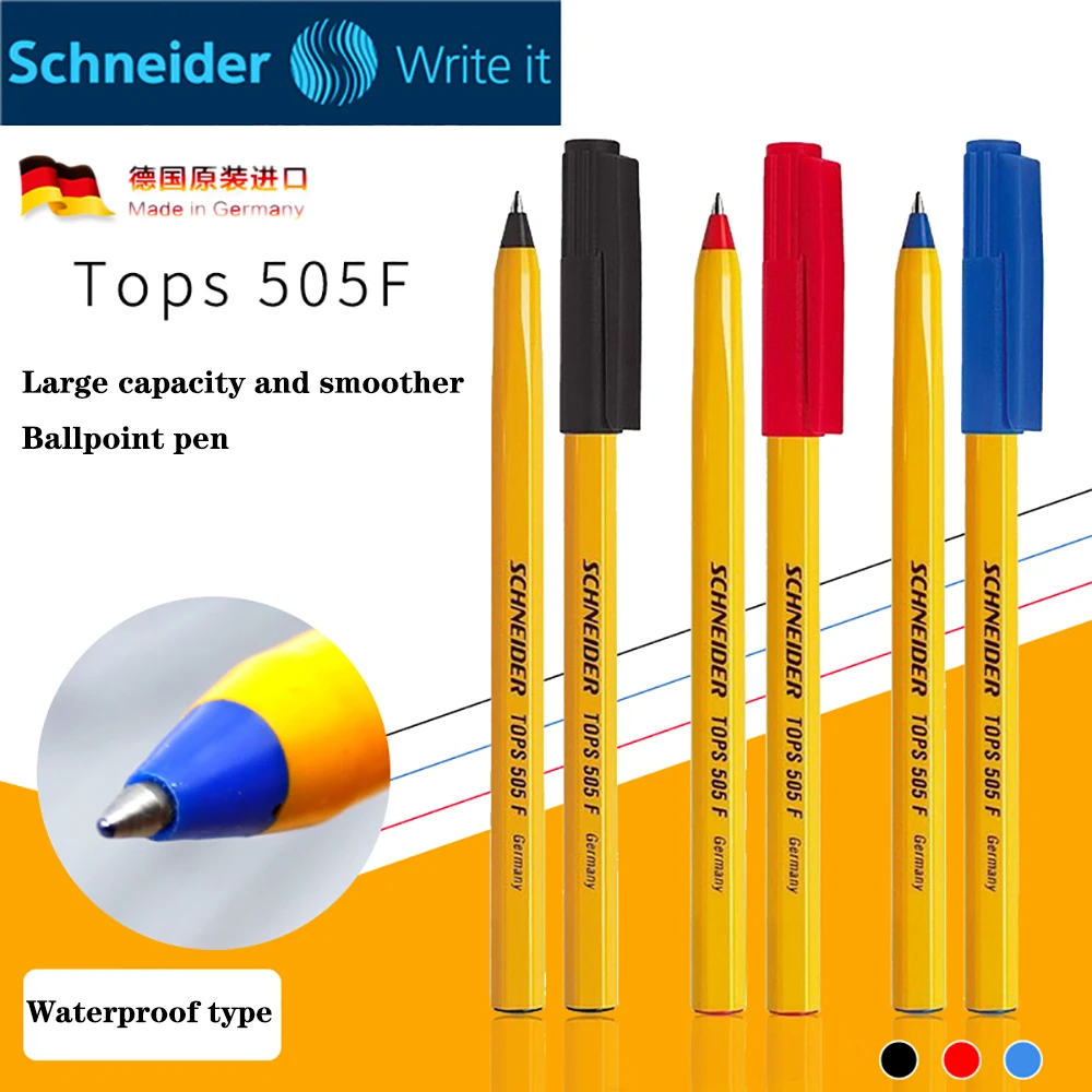 6/10 Pcs Schneider Ballpoint Pen 505F Waterproof Smooth Gel Pen Large Capacity Quick Drying Ink 0.5mm School Supplies Stationery