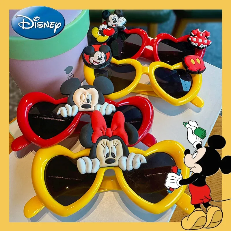 

Kawaii Disney Mickey Girls Sunglasses Birthday Photo Prop Glasses Cute Cartoon Heart-shaped Princess Fashion Sunglasses Kid Gift