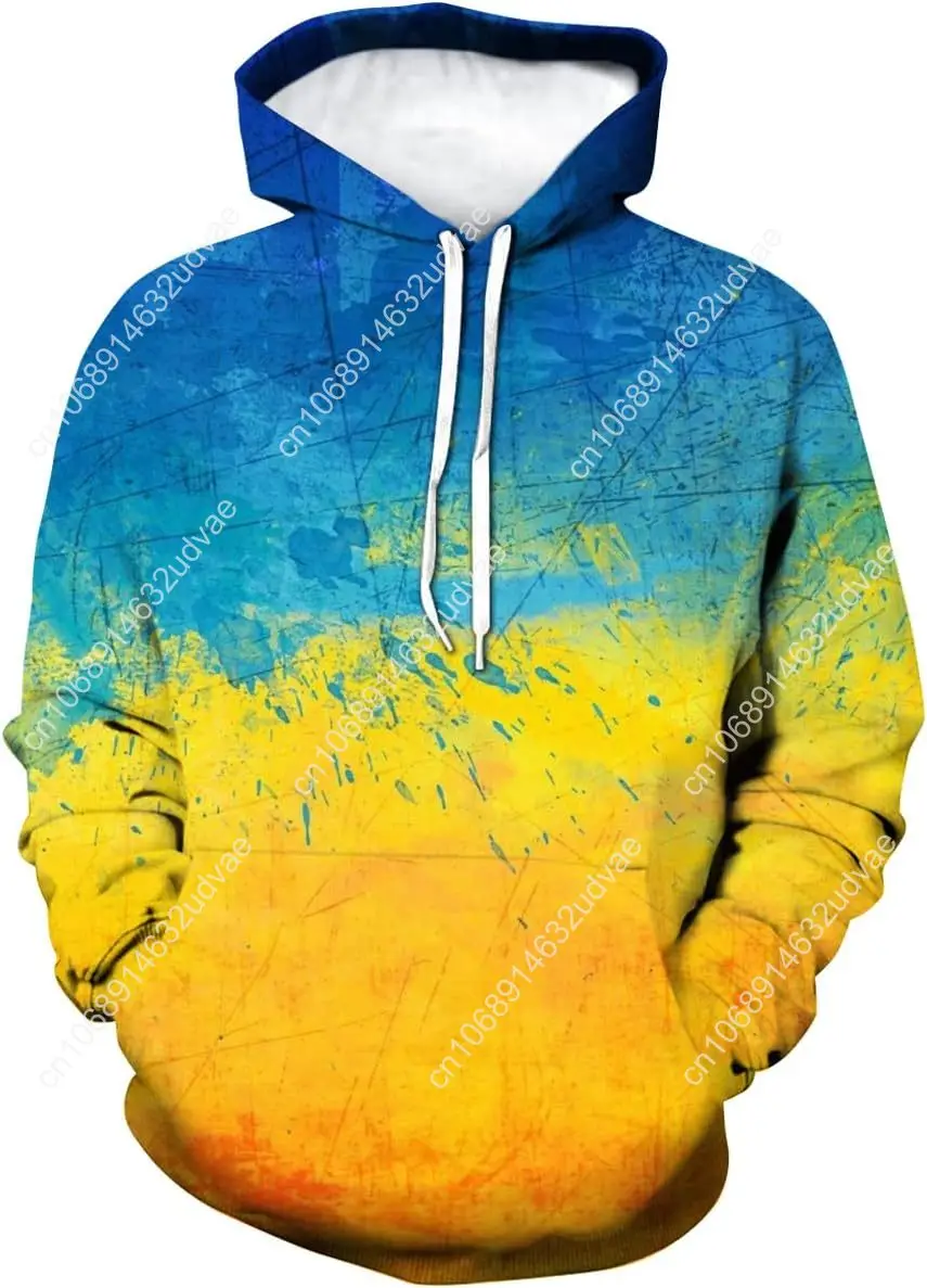 Lurhonp Unisex Ukraine Hoodie Ukrainian Flag 3D Print Pullover Sweatshirt