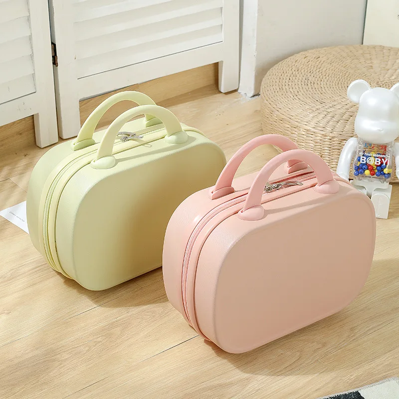 14 Inch Mini Hand Luggage Suitcase Girl Cartoon Cute Portable Suitcase for Women Simple Casual Travel Solid Color Cosmetic Bag