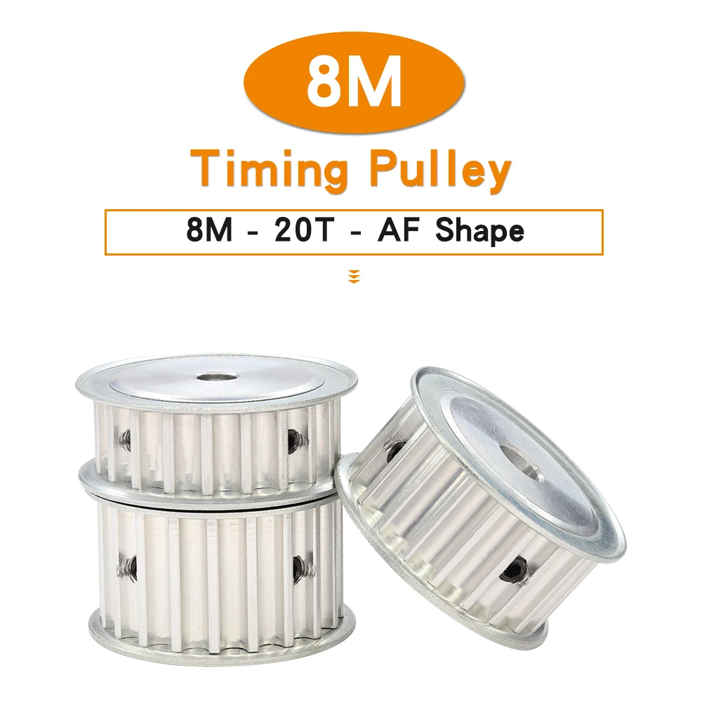 

8M-20T Belt Pulley Bore 8/10/12/12.7/14/15/16/17/19/20 mm Alloy Wheels Teeth Pitch 8 mm For 8M Rubber Belt Width 15/20/25 mm