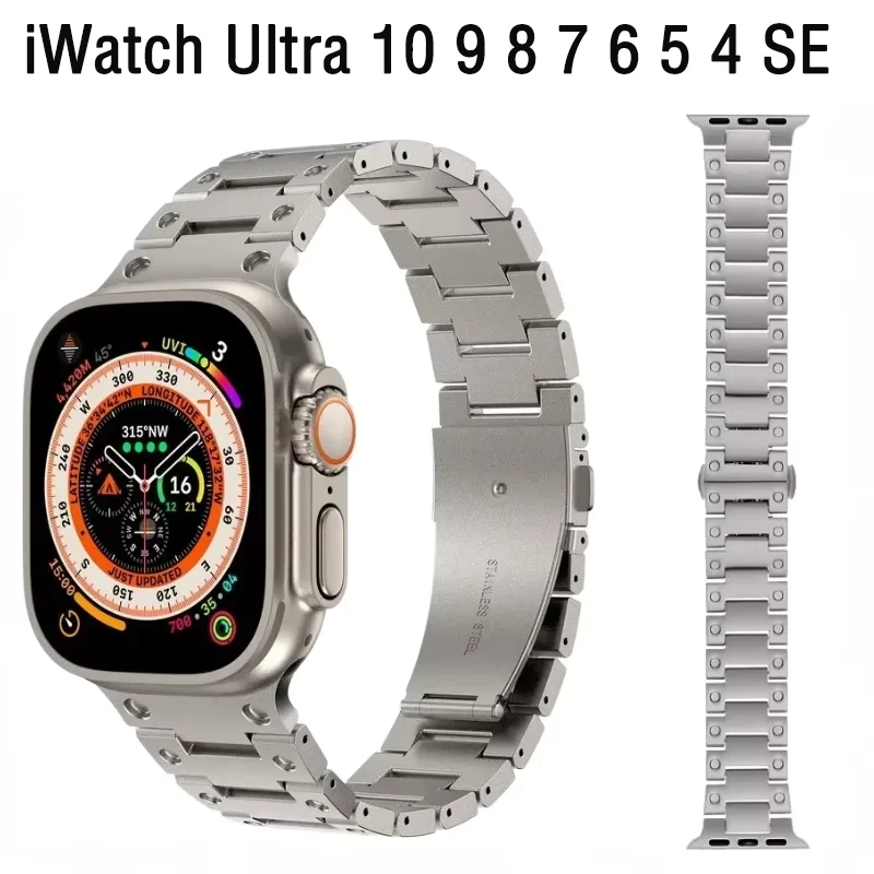 

Stainless Steel Strap for Apple Watch Band Ultra 2 49mm 10 9 8 7 45mm 46mm Metal Bracelet wristband iWatch 6 5 4 SE 44mm Correa