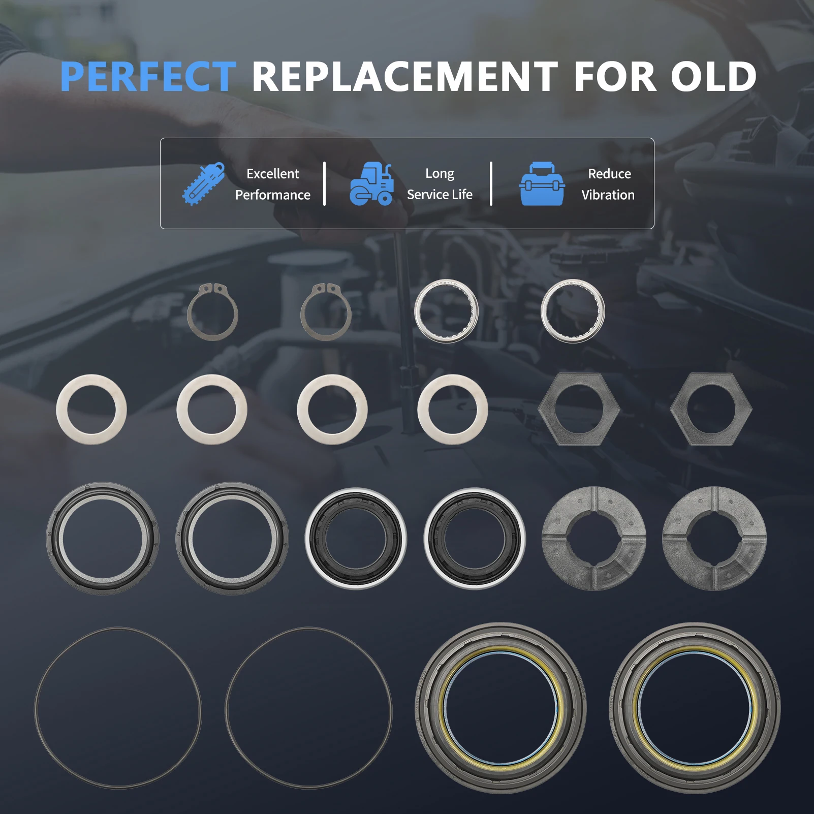 50381 701166X Dust Seal set Inner Tube Seal Needle Bearing 2019816 for Ford 1998-2004 Super Duty Excursion F250 F350 F450 F550