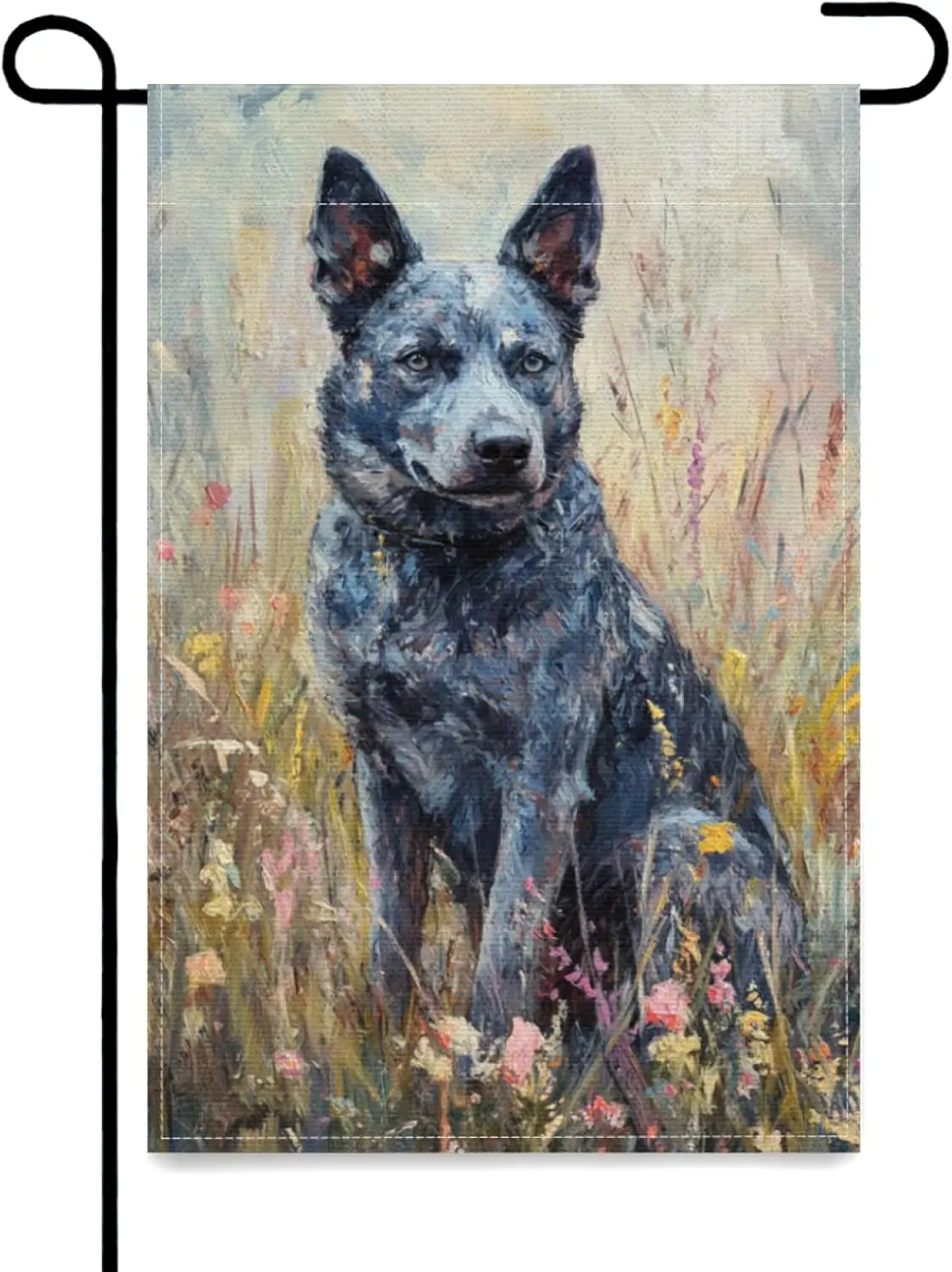 Australian Cattle Dog in Wildflowers Decorative Yard Flag, Double Sided Garden Banner for Lawn Yard Decor yyi