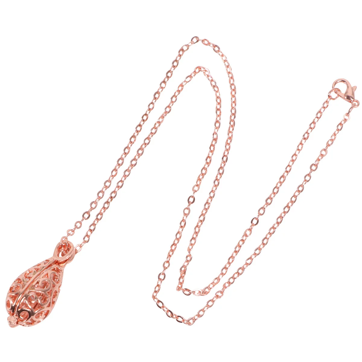 

Hollowed-Out Waterdrop Pendant Necklace Rose Gold Plated Aromatherapy Jewelry Gift For Women Creative Pelelith Scent Diffuser