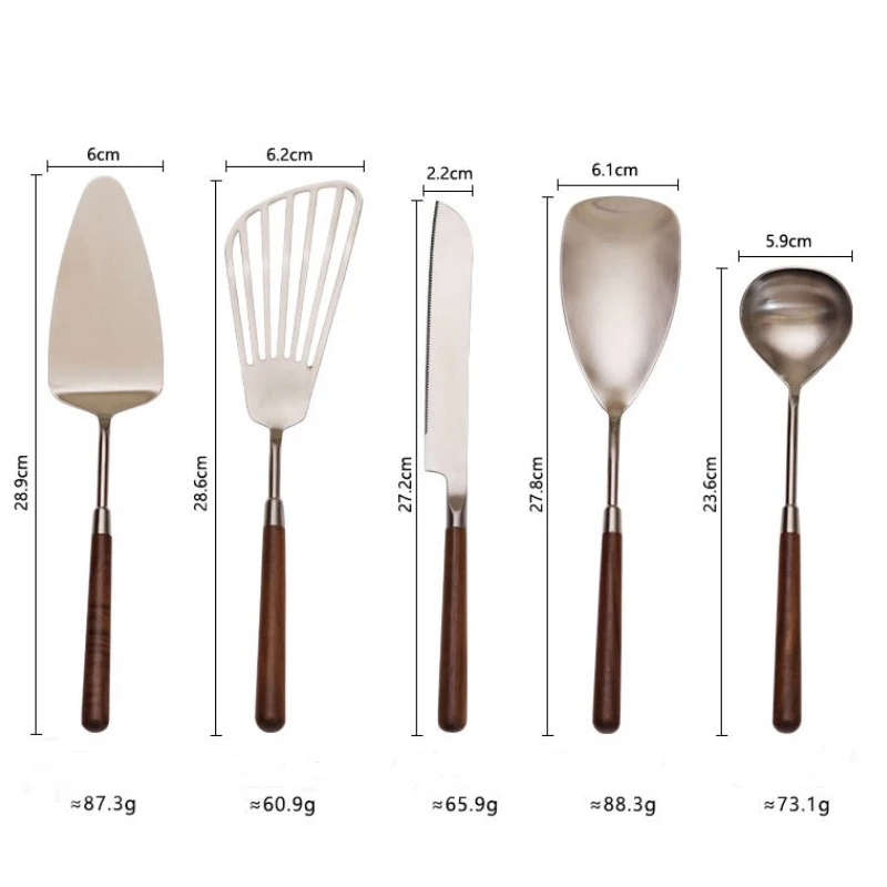 304 Stainless Steel Cooking Spoon Frying Spatula Walnut Cake Shovel Cake Spatula Knife Cooking Utensils Soup Ladle