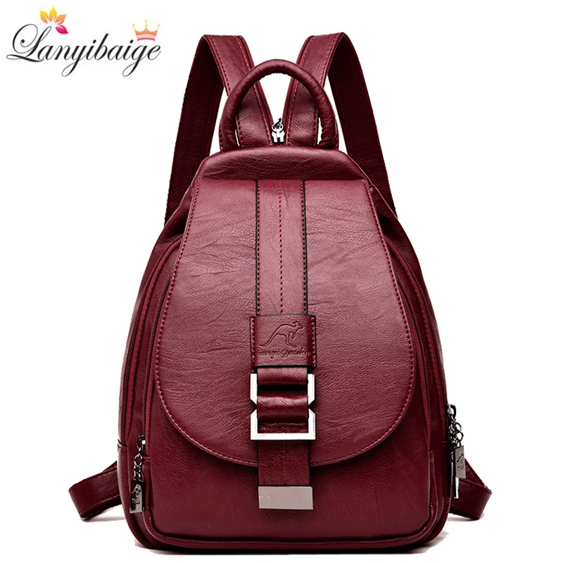 2024 New Hot Women Leather Backpacks Female Vintage Backpack for Teenage Girls School Chest Bag Travel Bagpack Ladies Back Pack