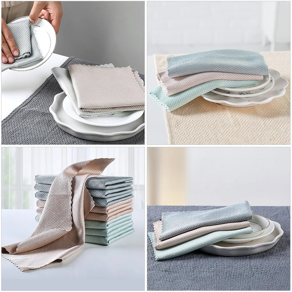 

10Pcs Kitchen Dish Clothes Excellent Stitching Comfortable Texture Non-Deformable High Absorption Duster