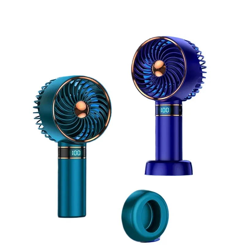 

USB Rechargeable Handheld Mini Fan Strong Wind Portable with Digital Display for Travel Outdoor Camping Home Office
