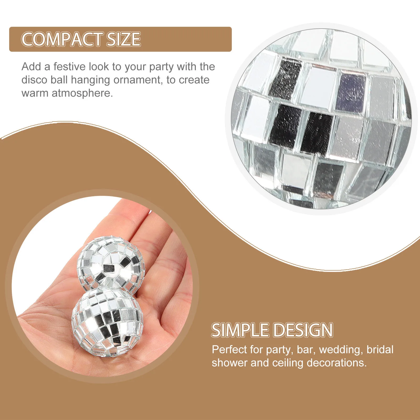 

12 pcs Silver Mirror Disco Ball Hanging Glass Reflective Balls For Party Wedding Bar Decor Lighting Decoration