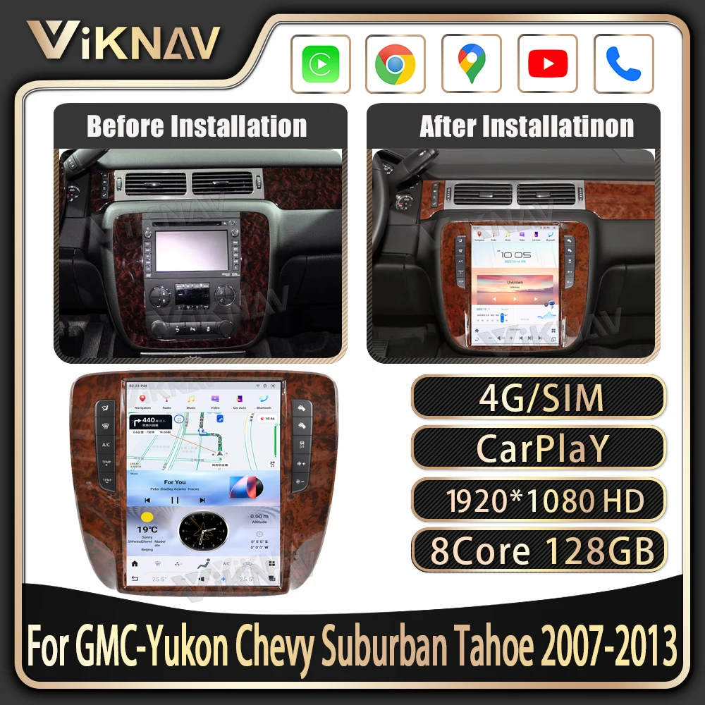 Viknav Newest Android For GMC-Yukon Chevy Suburban Tahoe 2007-2013 8 Core Dual System Car Radio Touch Screen Multimedia Player