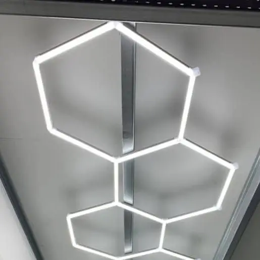 Customized 6*6 Feet Hexagon Led Car Detailing Bay with Rectangle Garage Hexagon Lights One Stop Connection