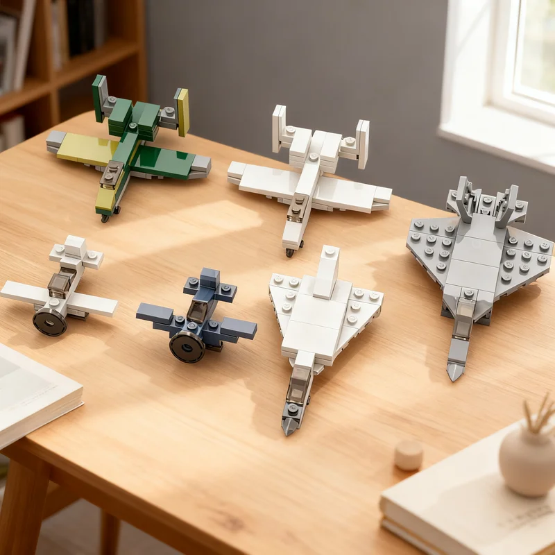 177pcs MOC Micro Planes Bundle!! P-39 Aircobra F4U Corsair A-10 Camo A-10 Grey F-106 Delta Dart F-22 Model Building Blocks Toy