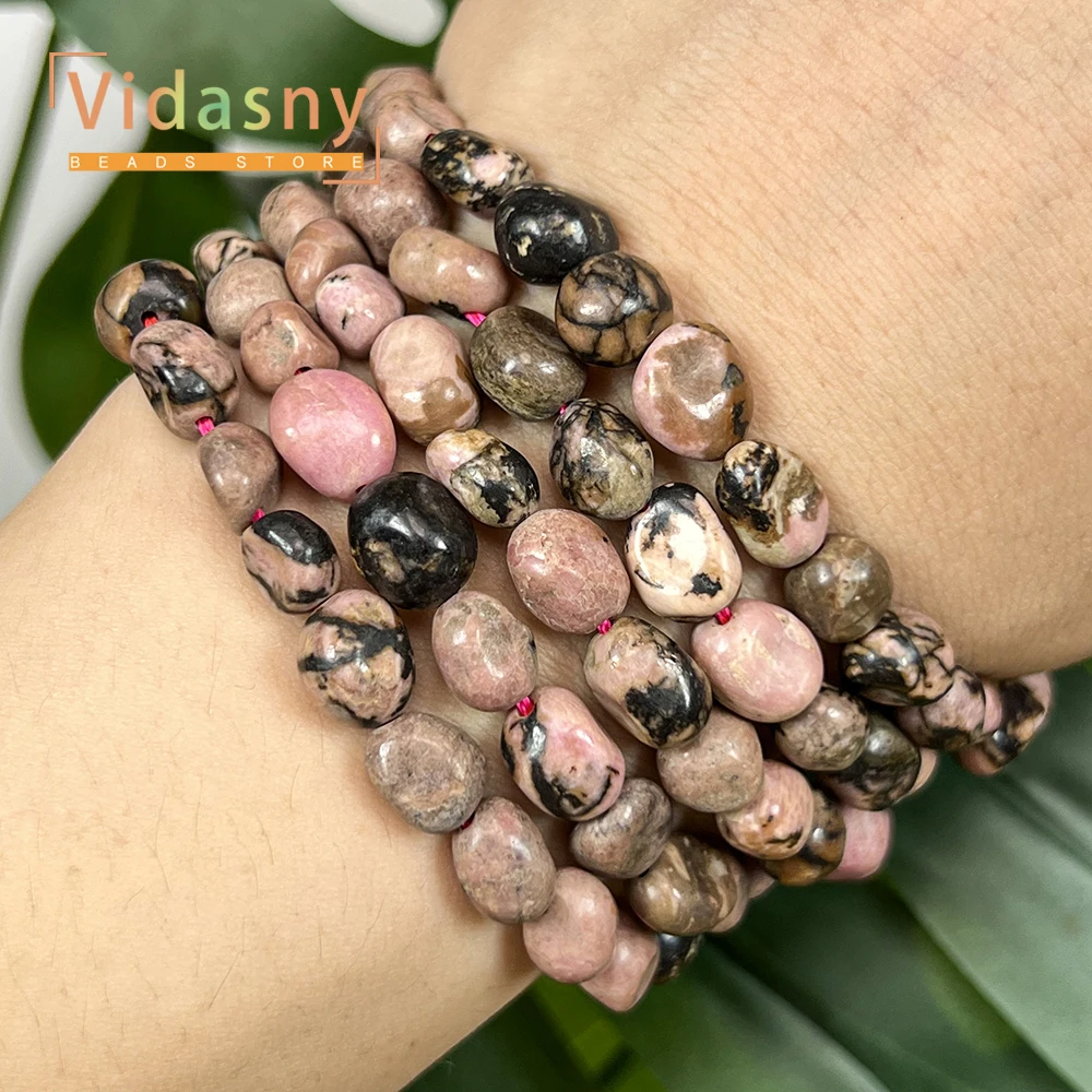8-10mm Natürliche Schwarze Rhodonit-Perlen, Unregelmäßige Ovale Lose Perlen für Schmuckherstellung, DIY-Armbänder und Accessoires – Detail 7