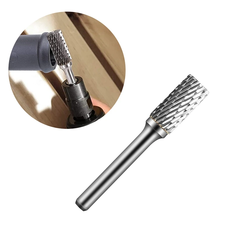 3X Tungsten Carbide Burr Double Cut Rotary Tool Die Grinder Bits,1/4 Inch Shank,For Wood Carving,Metal Working,Grinding