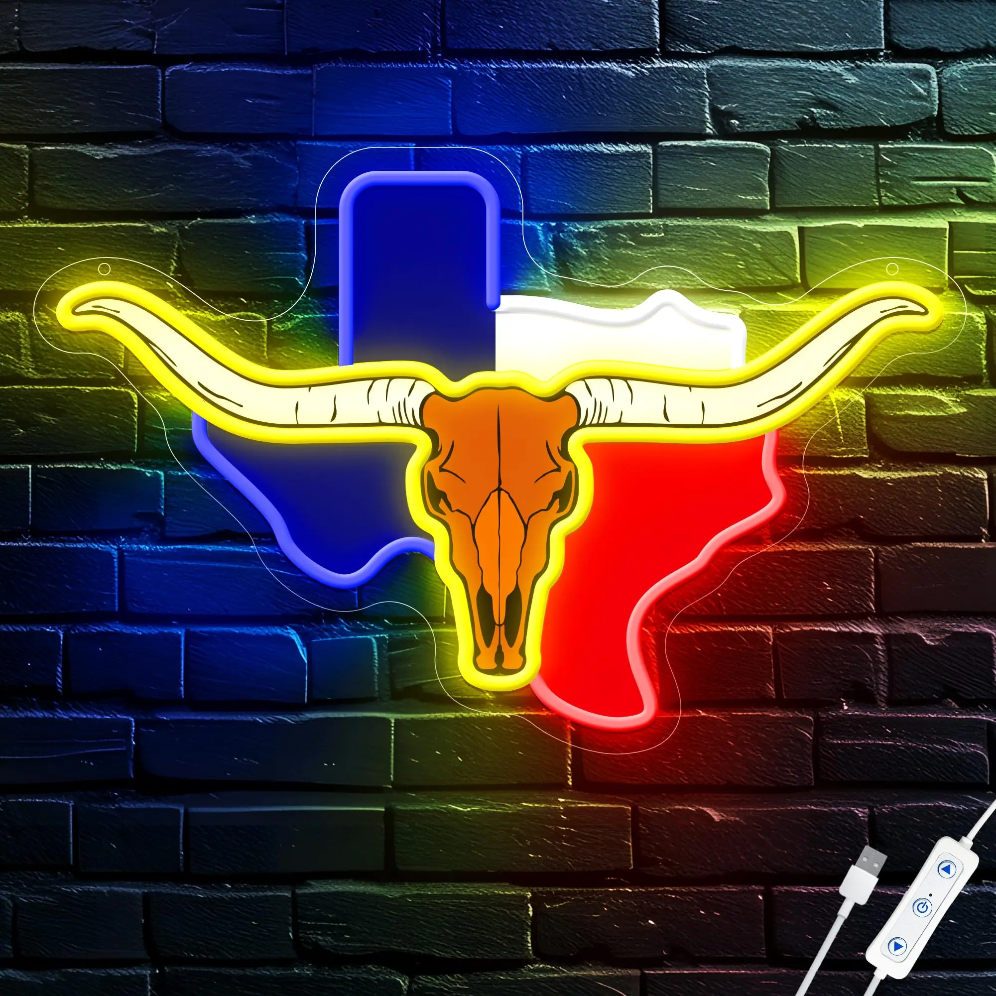 

TEXAS Longhorn Neon Signs for Wall Decor TEXAS Neon Lights for Bedroom Man Cave Home Bar Party Game Decor Gifts for Cowboy Girls