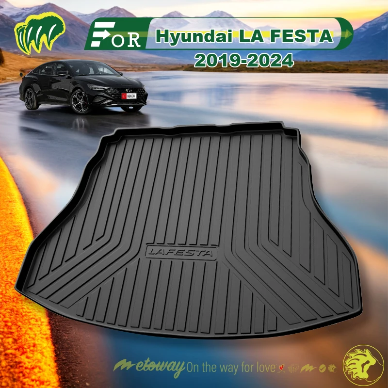 For Hyundai LA FESTA 2019-2024 Custom Fit Car Trunk Mat All Season Black Cargo Mat 3D Shaped Laser Measured Trunk Liners